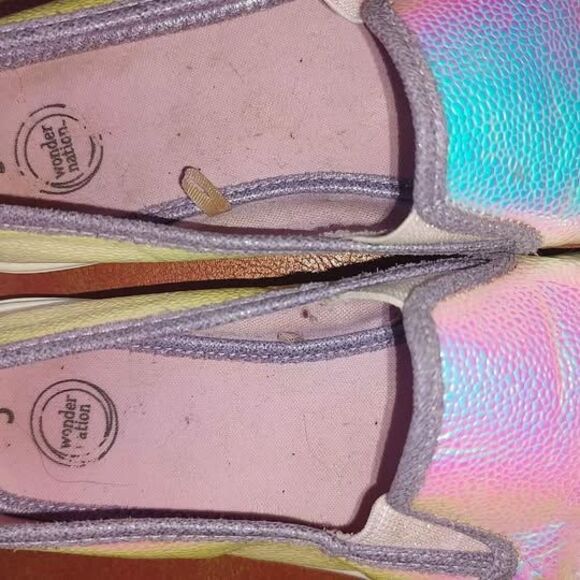 Wonder Nation womens teen loafers sz 5 slip on shoes like dudes iridescent color - Picture 2 of 4